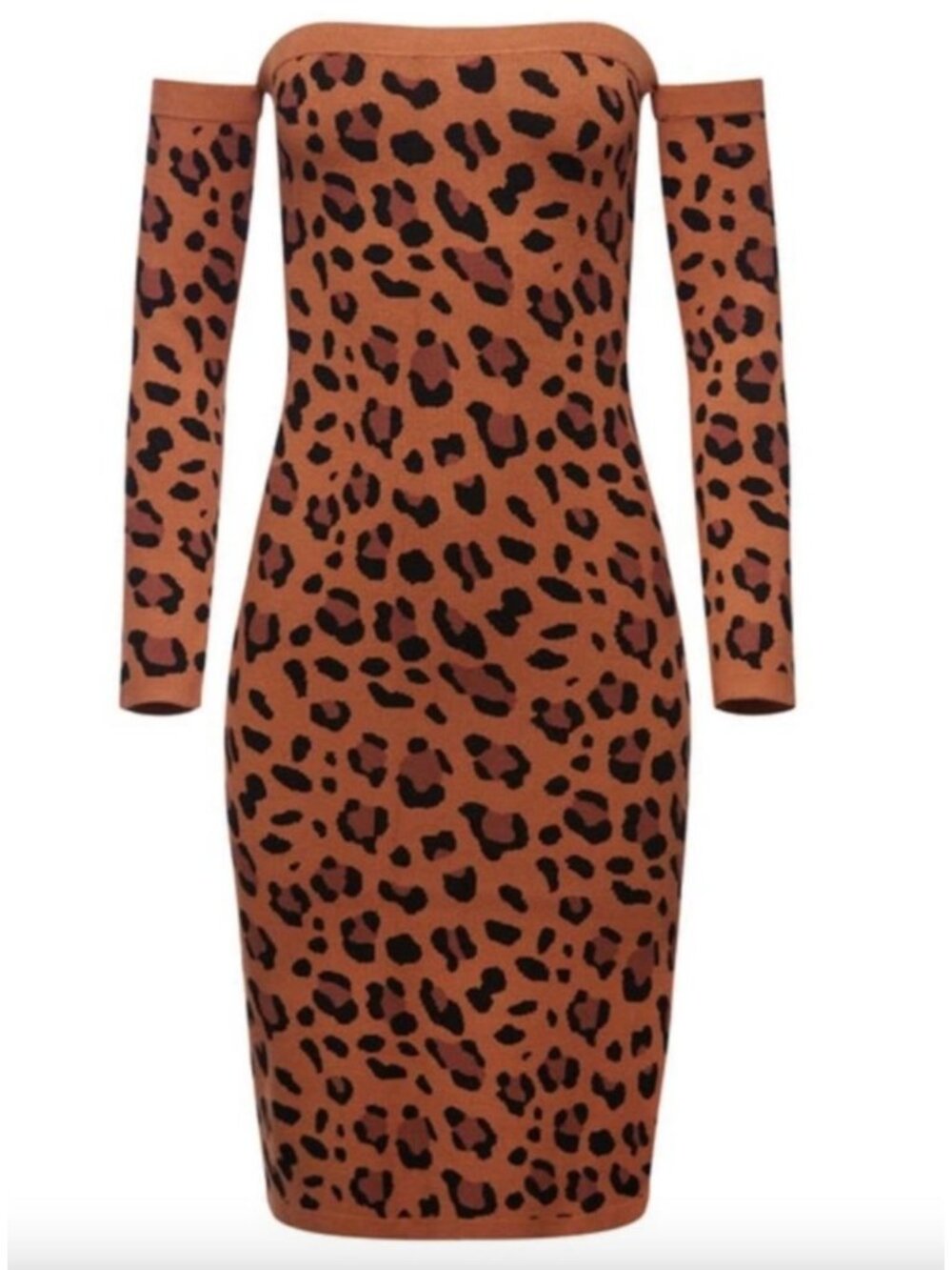 L’AGENCE Felicia Off-Shoulder Knit Dress 90's Y2K Animal Print